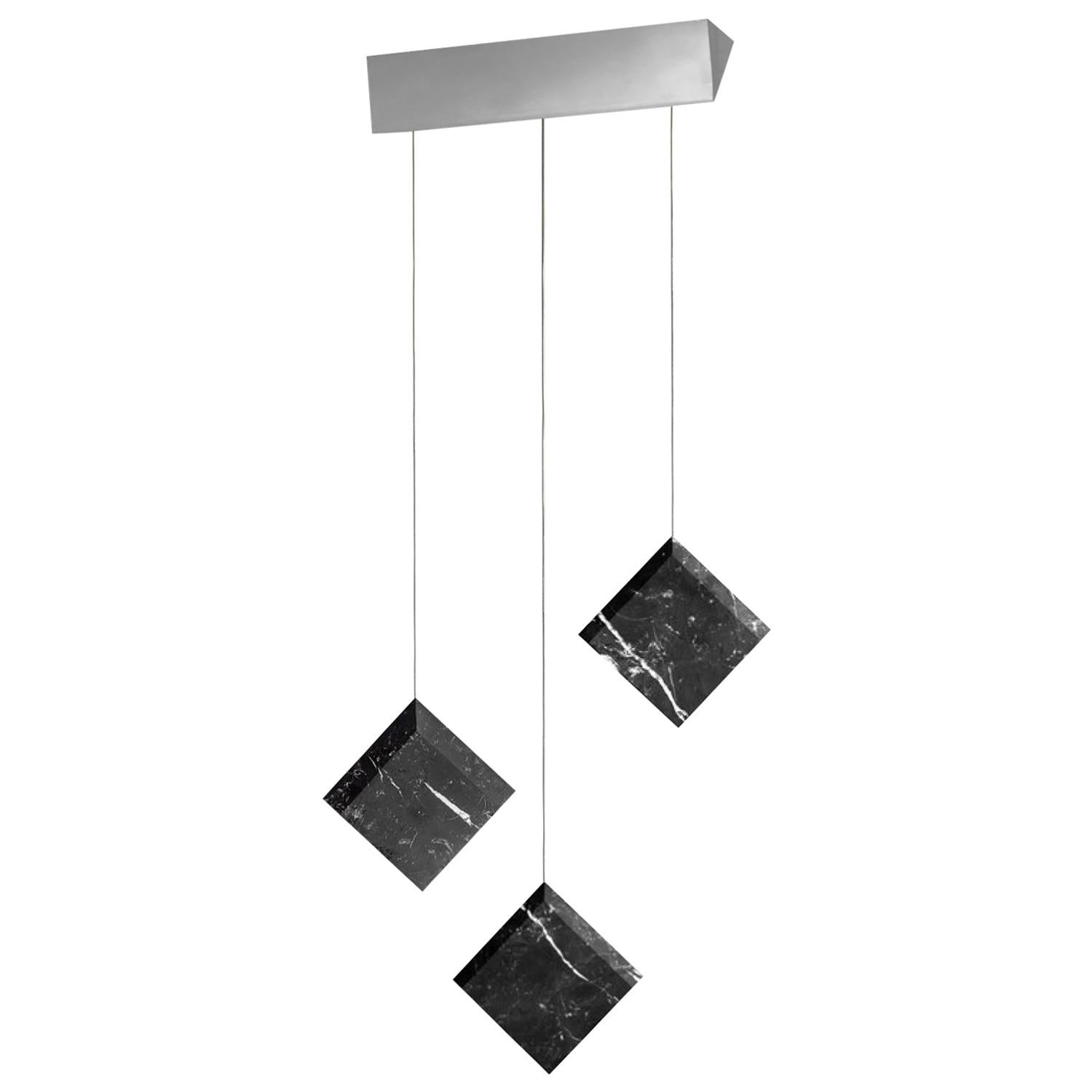 Marble Ceiling lamp "Werner Jr. Marquinia" Satin Silver Mount in Stock For Sale