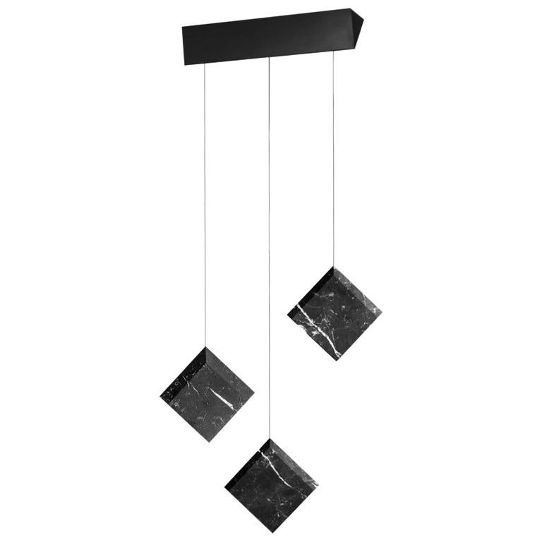 Marble Ceiling lamp "Werner Jr. Marquinia" Black Mount in Stock For Sale