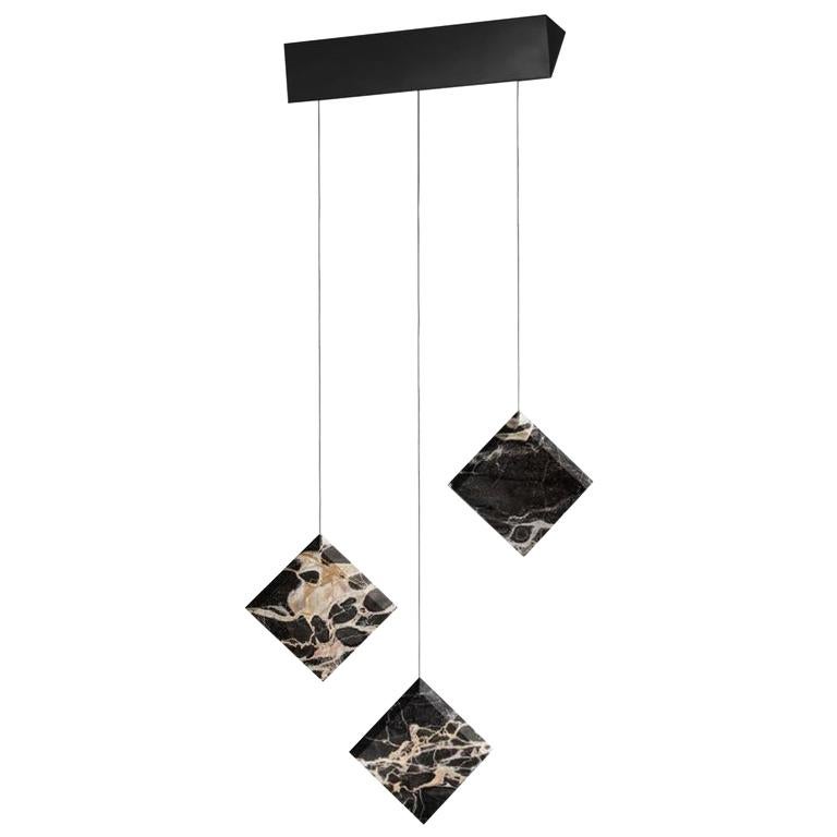 Lampada da soffitto in marmo "Werner Jr. Portoro" con attacco nero in stock