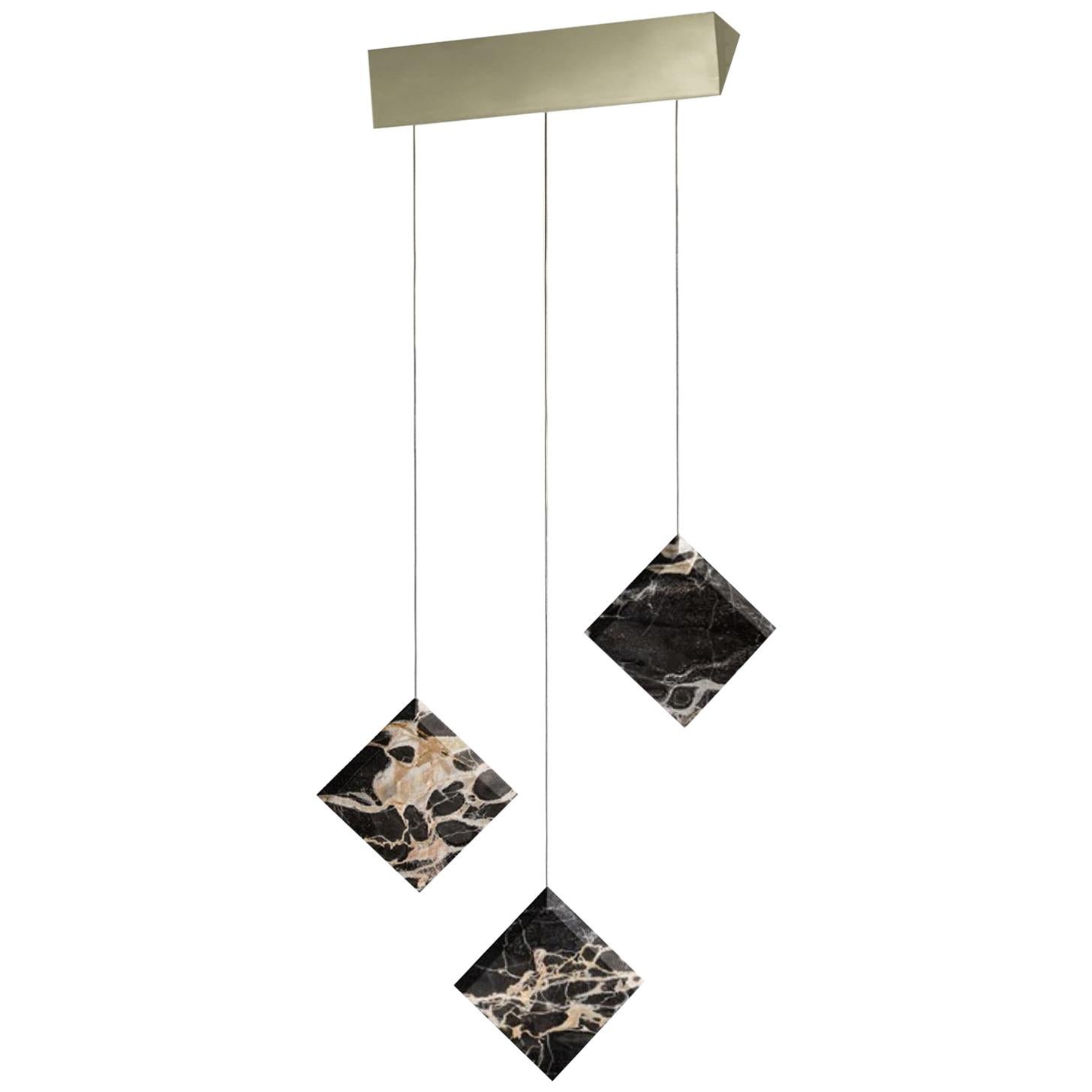 Marble Ceiling lamp "Werner Jr. Portoro" Satin Gold Mount in Stock For Sale