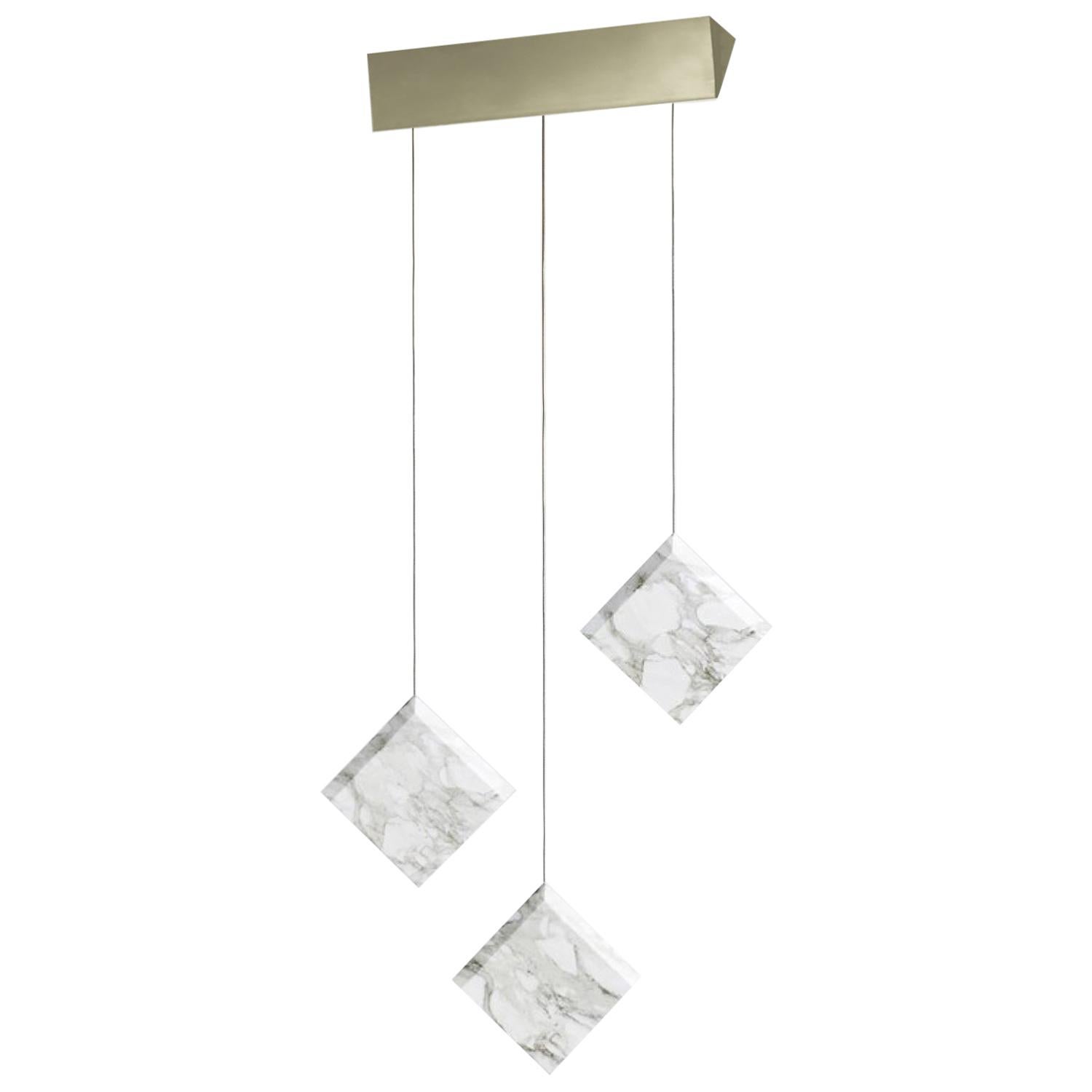 Marble Ceiling lamp "Werner Jr. Calacatta" Satin Gold Mount in Stock For Sale