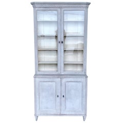 Antique Gustavian Style Glass Door Cabinet, Late 19th Century
