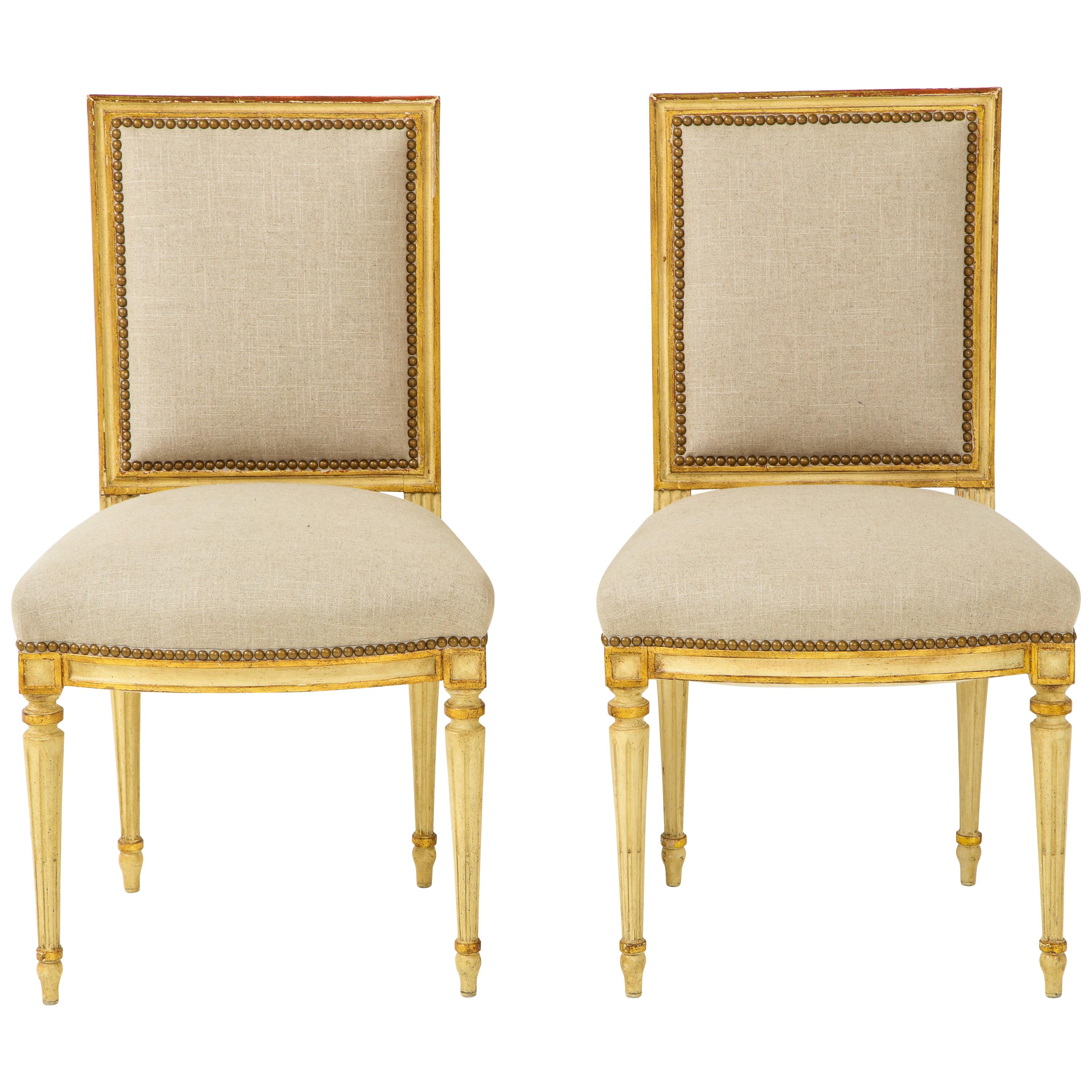 Pair of Upholstered Louis XVI Side Chairs