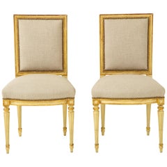 Pair of Upholstered Louis XVI Side Chairs
