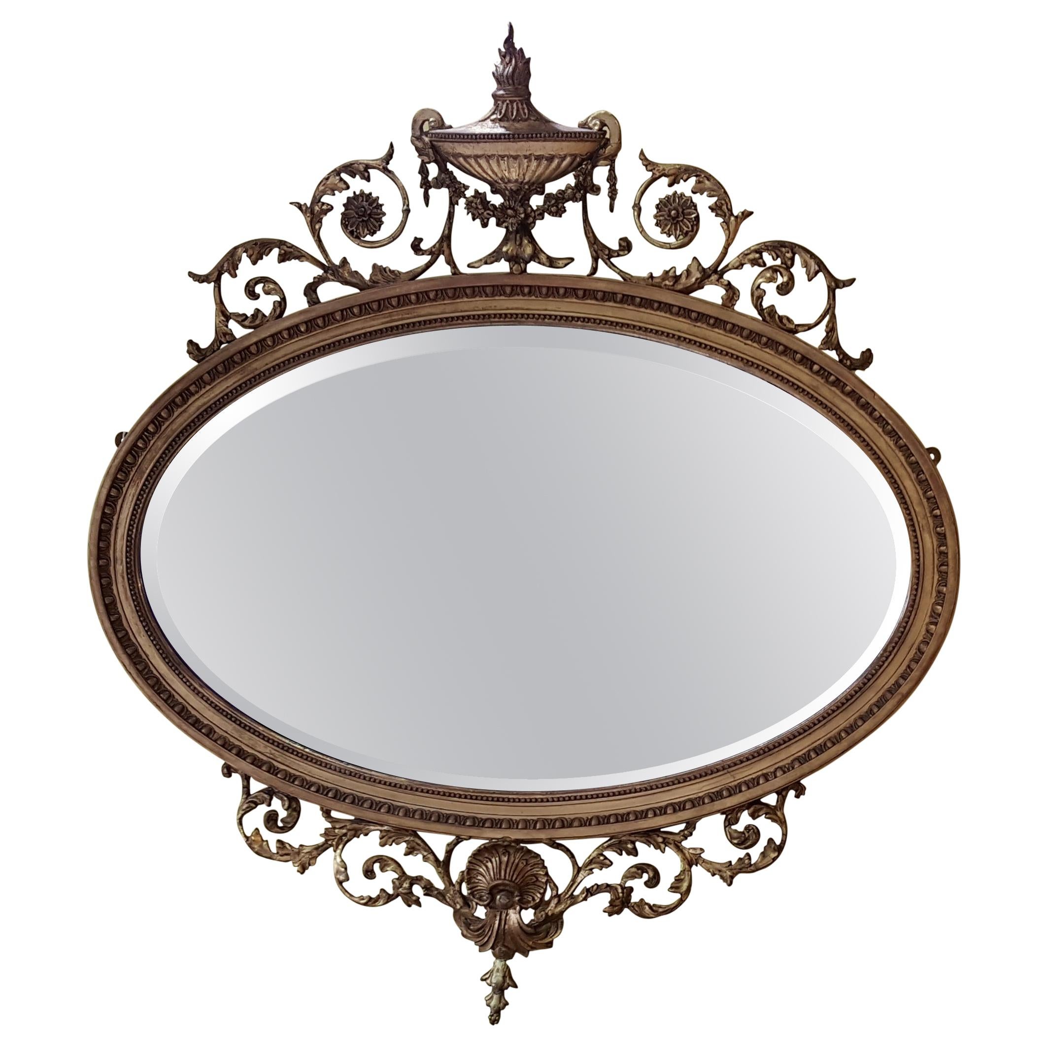Adam Revival Giltwood and Gesso Mirror For Sale
