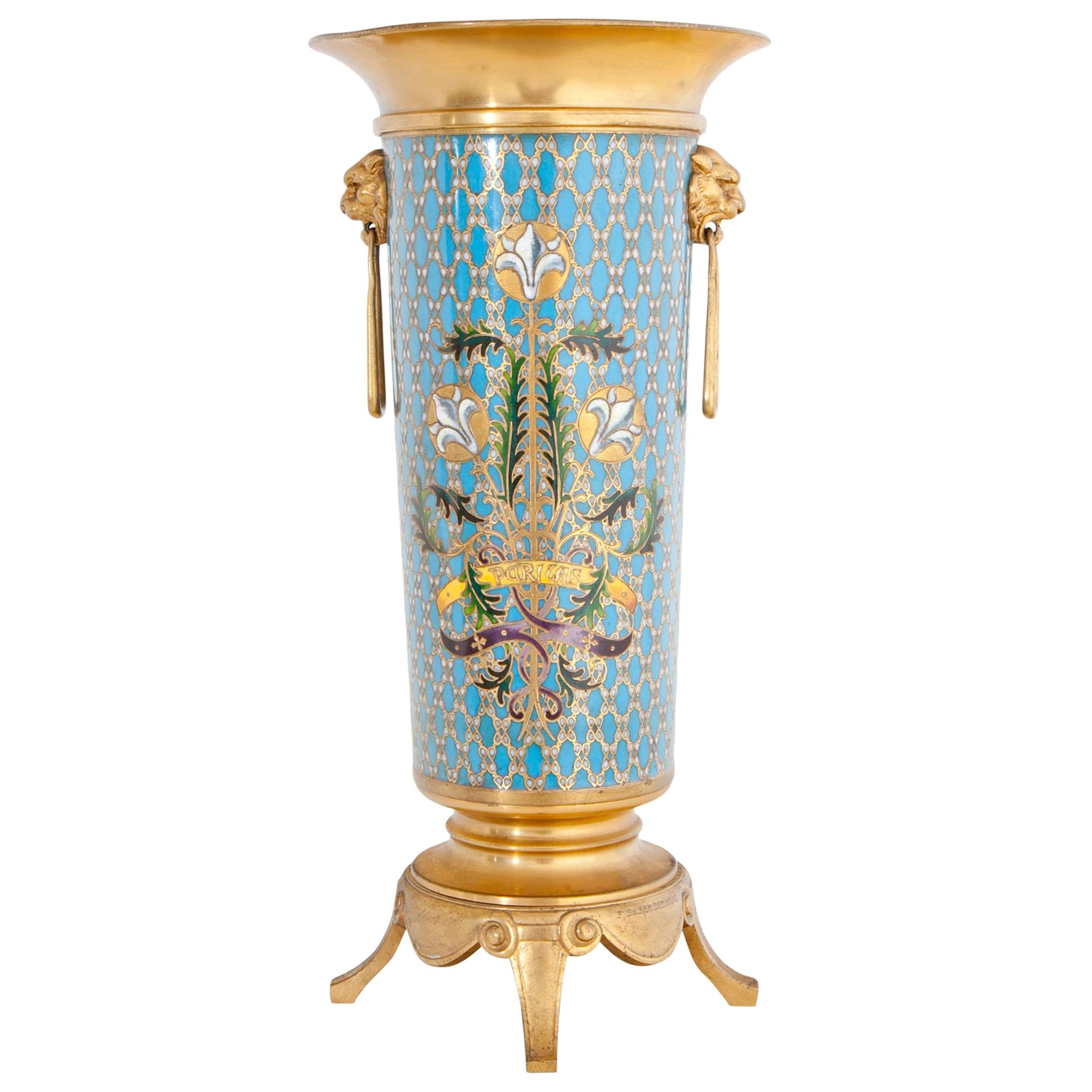 Cloisonné Vase, Signed Barbedienne, France, Second Half of the 19th Century