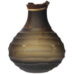 Sculpted Blown Glass and Brass Vase, Pia Wüstenberg