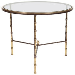 Maison Baguès Brass Round Glass Table, 1940s