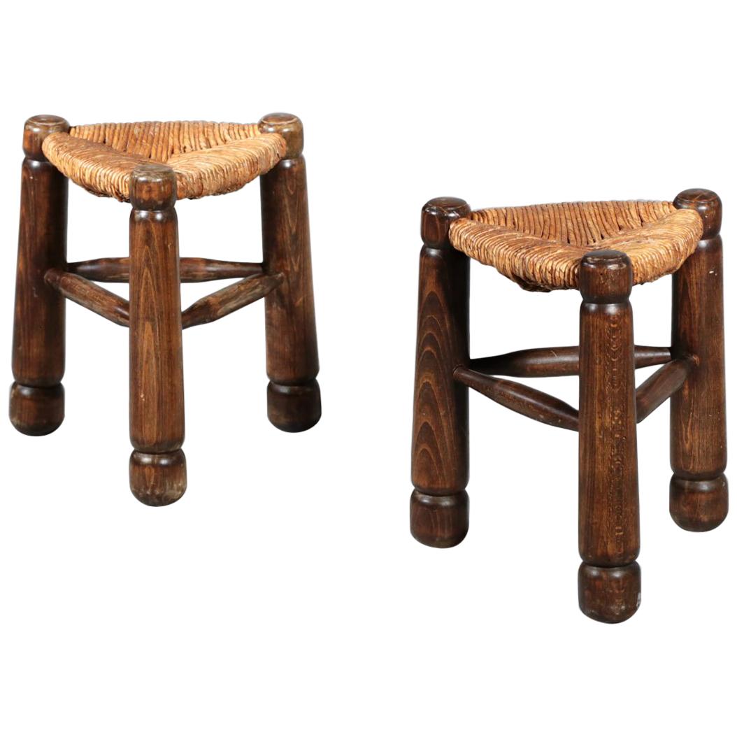 Pair of French Stools in the Style of Charlotte Perriand
