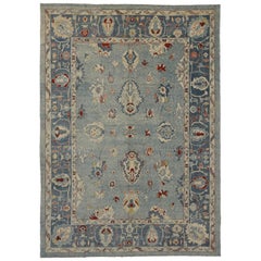 Contemporary Turkish Oushak Rug with Federal Style, Cape Cod Nantucket Vibes