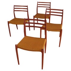 Set of Four Niels Moller Model 78 Teak Chairs with Original Wool Cord Upholstery