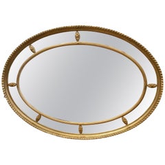 Large Late Victorian Giltwood and Gesso Oval Mirror