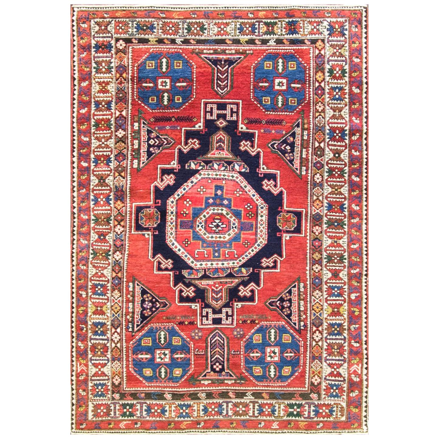 Antique Shirvan/ Kazak Caucasian Rug, 4'5" x 6'6" Unusual .