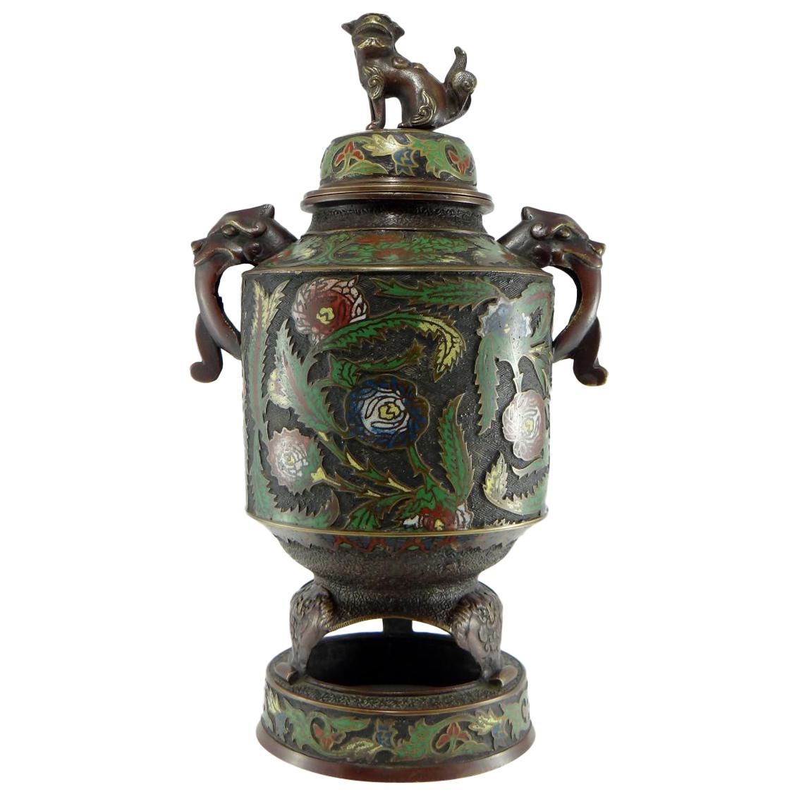 Japan, Late 19th Century, Important Bronze Covered Pot and Cloisonné