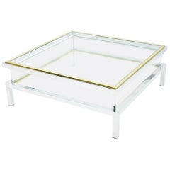 Vitrine Coffee Table with Sliding Top, France, 1970s