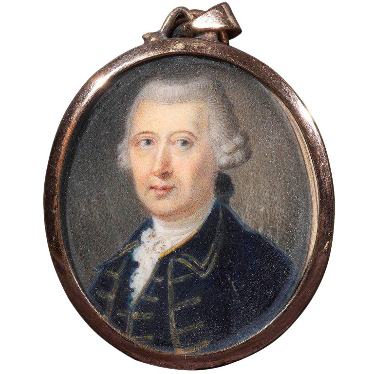 Portrait Miniature Pendant with Gold Frame, Late 18th Century