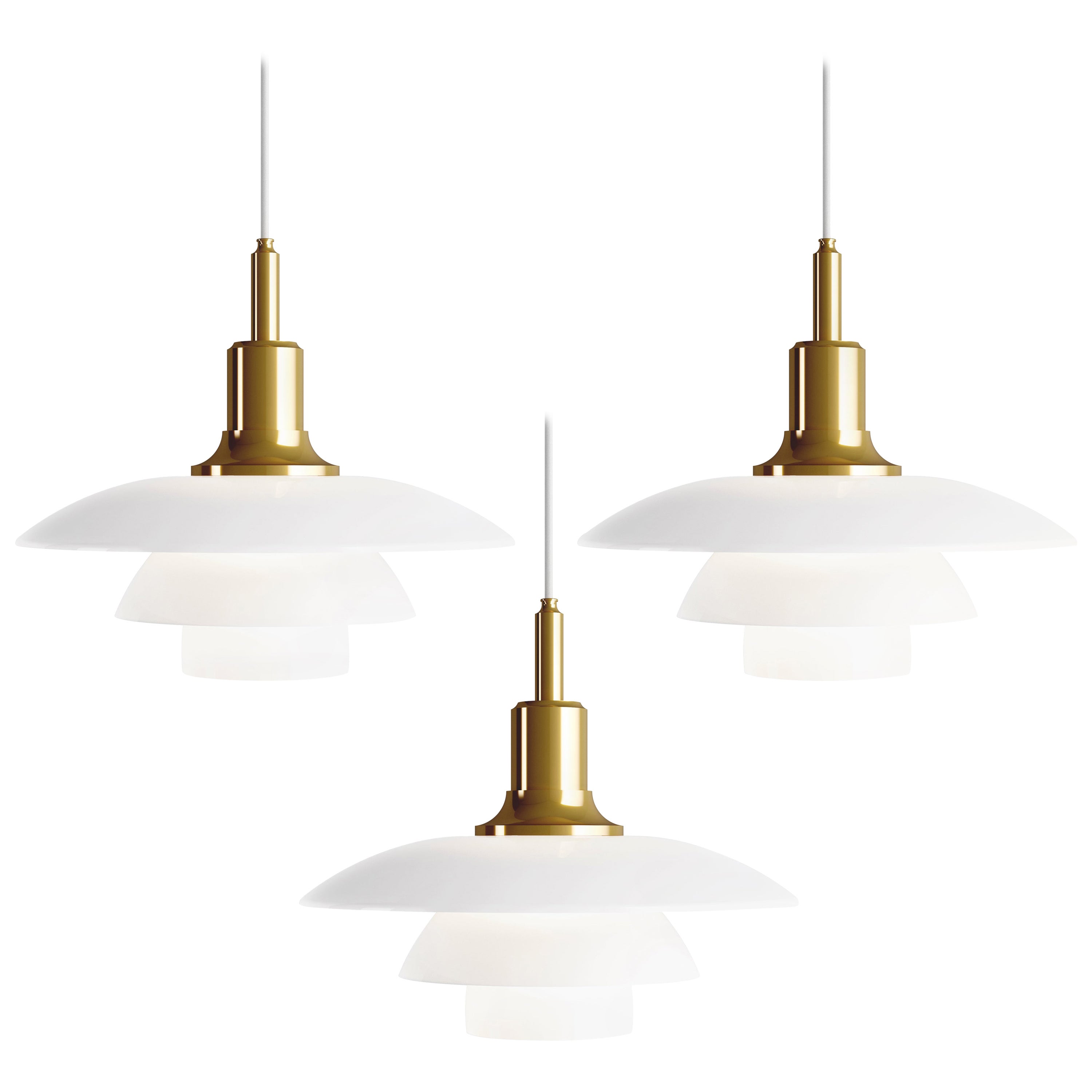 Poul Henningsen Brass and Glass PH 3½-3 Pendant for Louis Poulsen For Sale