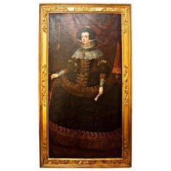 18th Century Oil Painting of Queen Isabella of Monumental Size