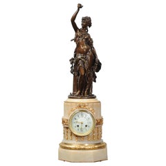 Antike französische Uhr aus Onyx und Bronze von Moreau und Japy Freres