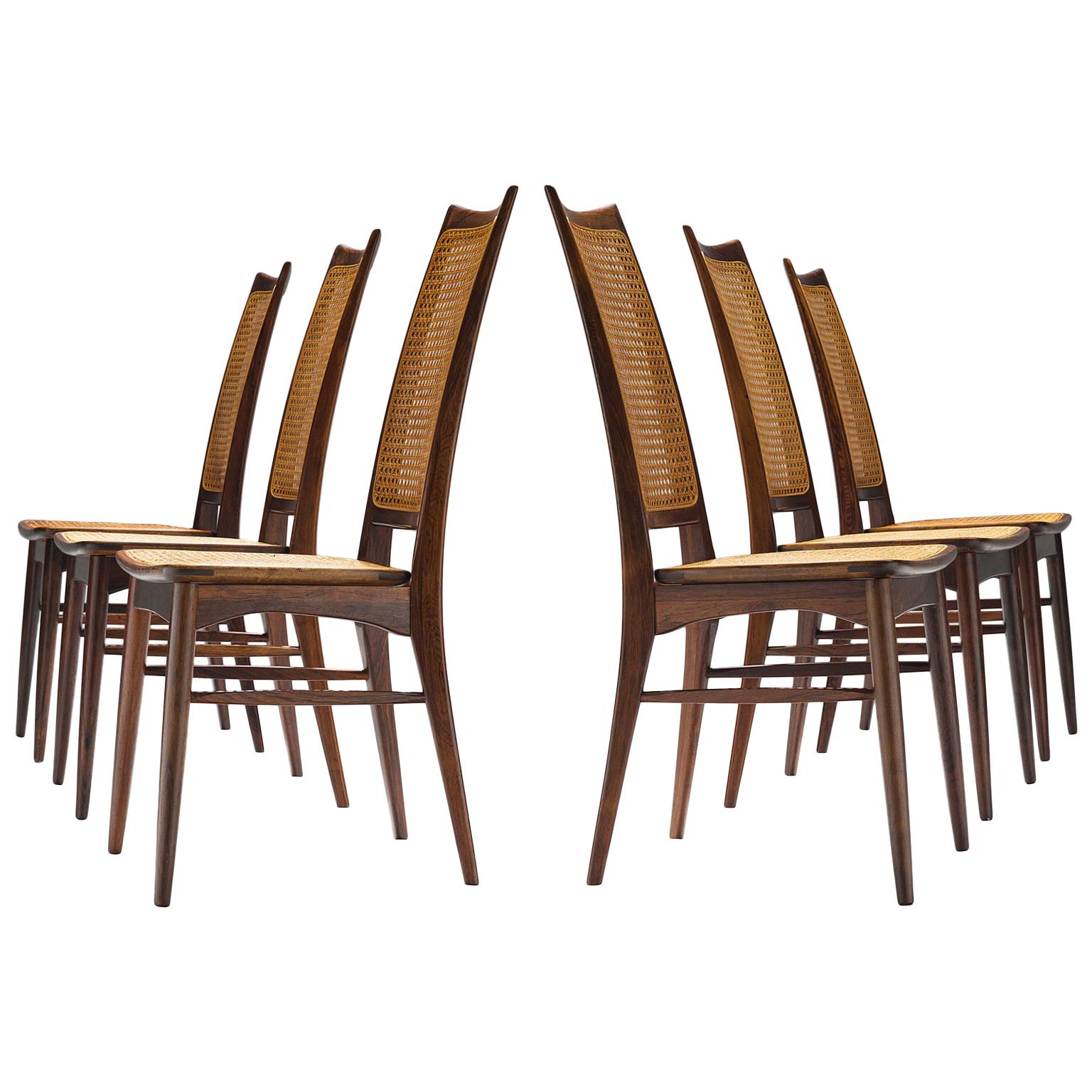 Rare Niels Koefoed Set of Six Rosewood Dining Chairs