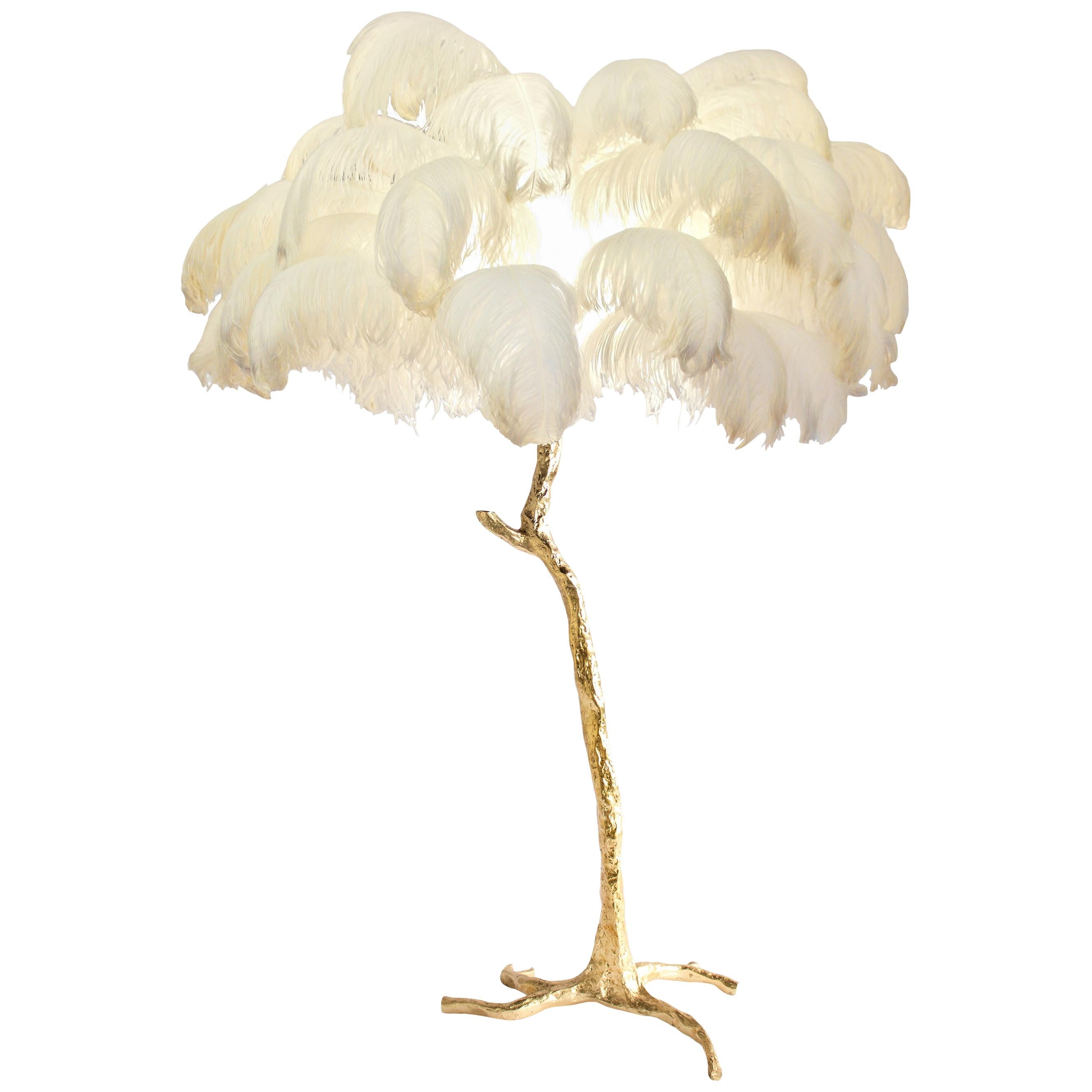 Feather Lamp with Gold Base