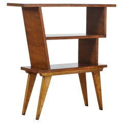 Italian Walnut and Oak Veneer Asymmetrical Bookshelf, Mid-20th Century