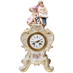 Meissen Mantle Table Clock Allegory of Water Ernst August Leuteritz, circa 1880