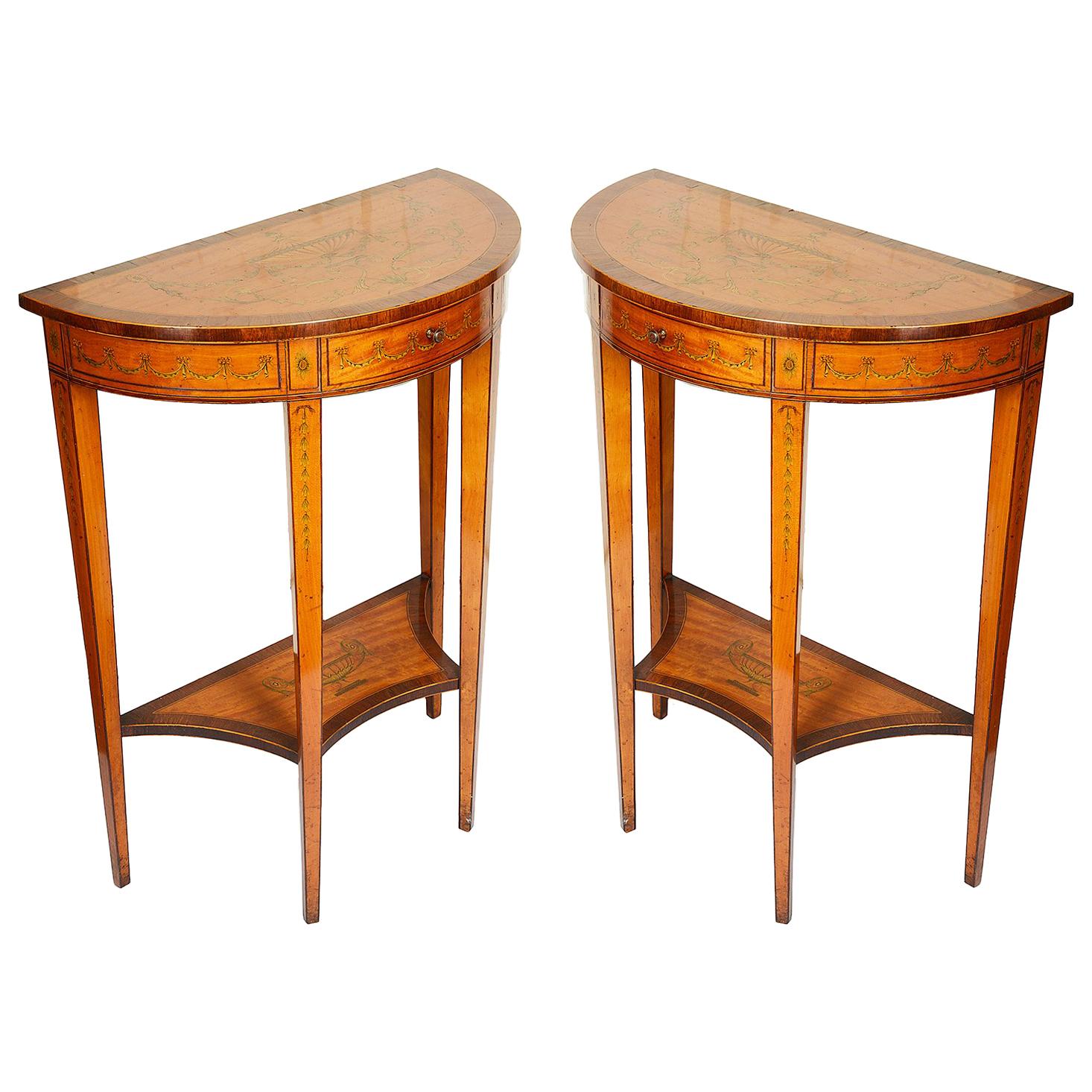 Small Pair of Sheraton Style Console Tables, 19th Century