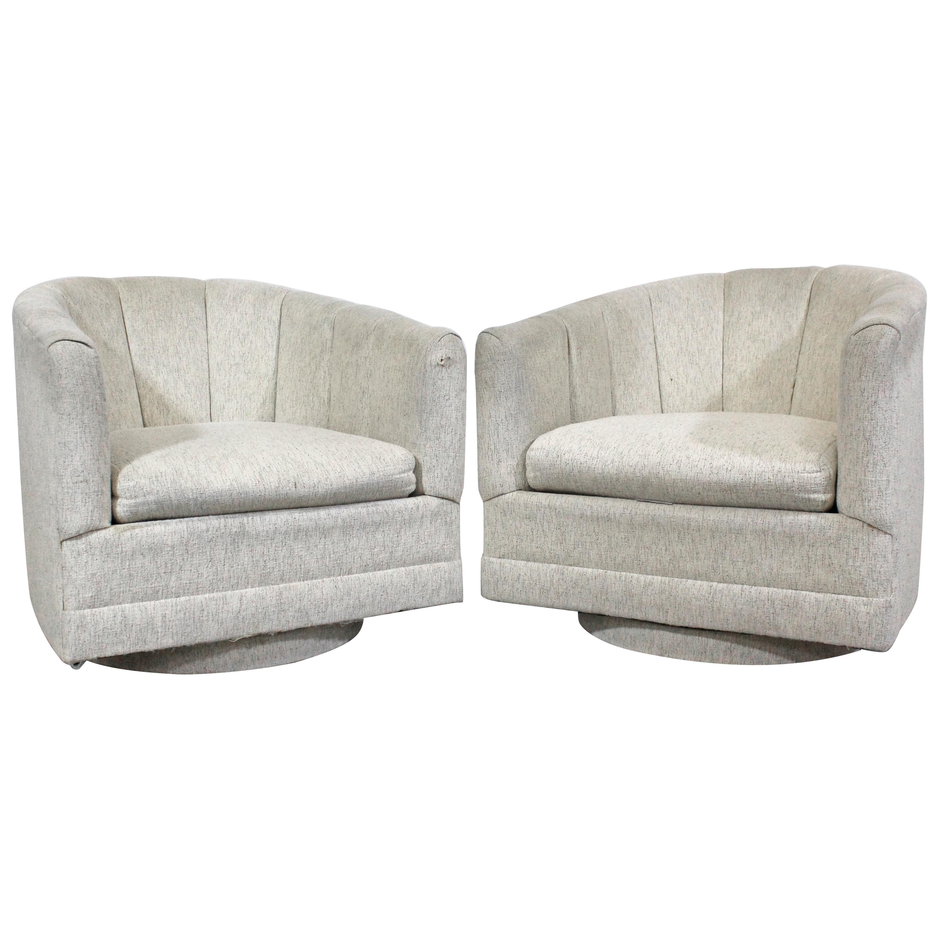 Pair of Mid-Century Modern Milo Baughman Style Precedent Swivel Club Chairs