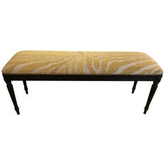 Sexy Faux Zebra French Carved Wood Bench