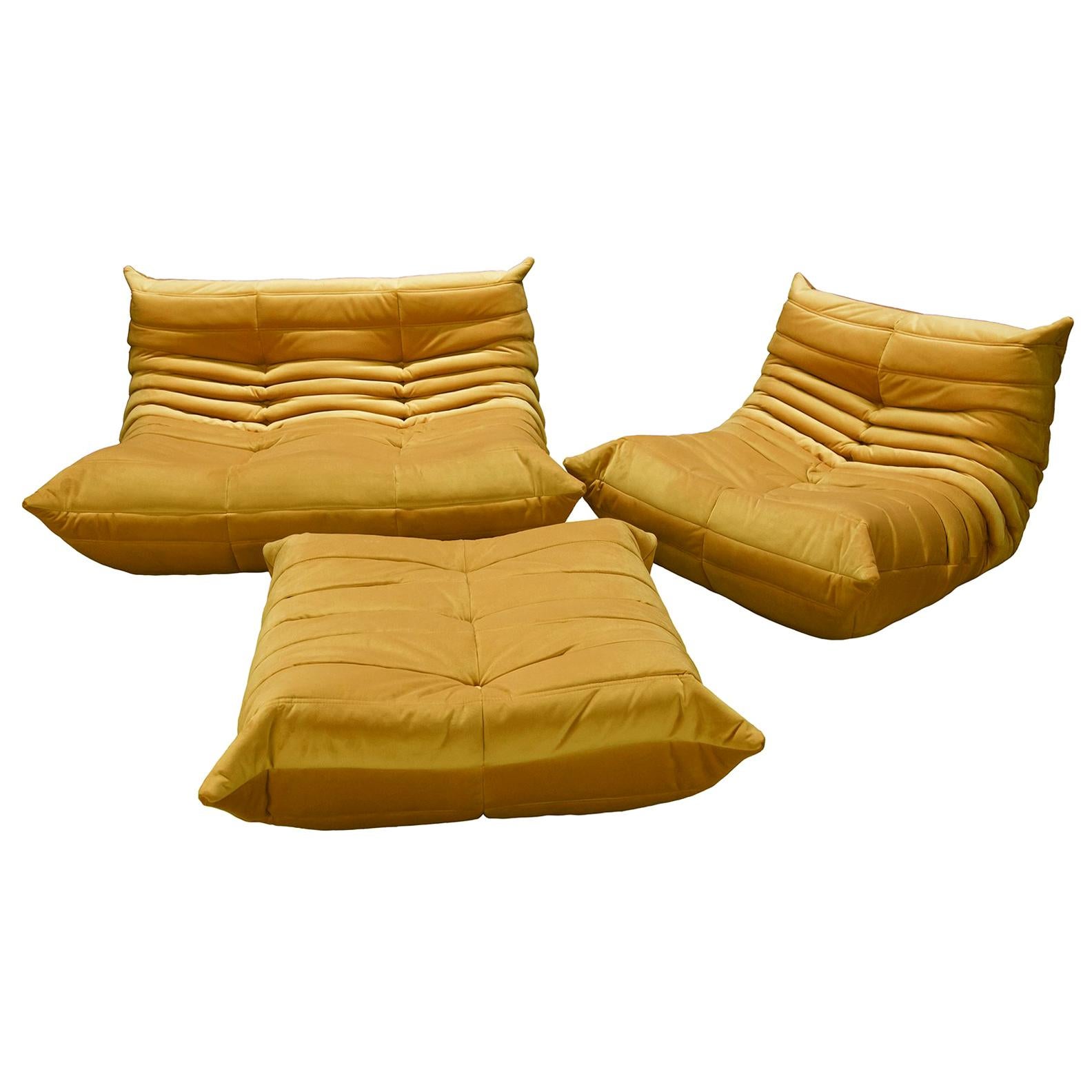 Three Piece Togo Set by Michel Ducaroy Manufactured by Ligne Roset in France For Sale