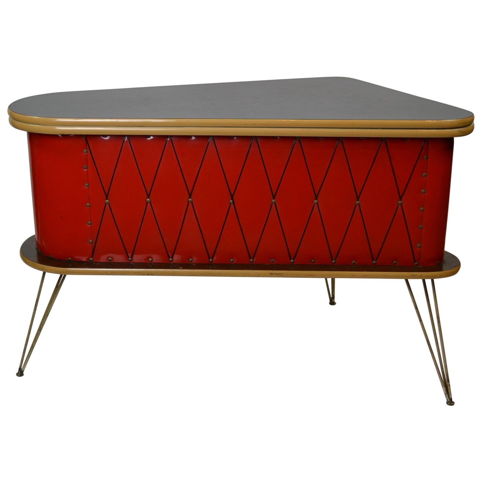 1950s Red Storage Cabinet, Home Bar