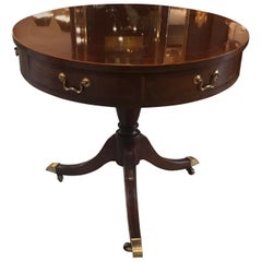 Round Mahogany Banded Edge Drum Table