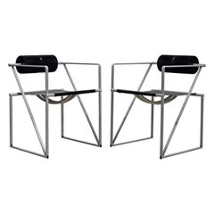 Pair of Seconda 602 Armchairs Designed by Architect Mario Botta for Alias, Italy