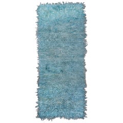 Angora Tulu Shag Runner, Teal and Seafoam Green Tones