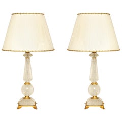 Pair of Rock Crystal Table Lamps with Bronze Mounts