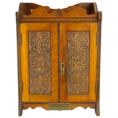 Antique Smokers Cabinet, Antique Oak Display Cabinet, Scotland, 1910s, B1376