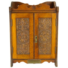 Antique Smokers Cabinet, Antique Oak Display Cabinet, Scotland, 1910s, B1376