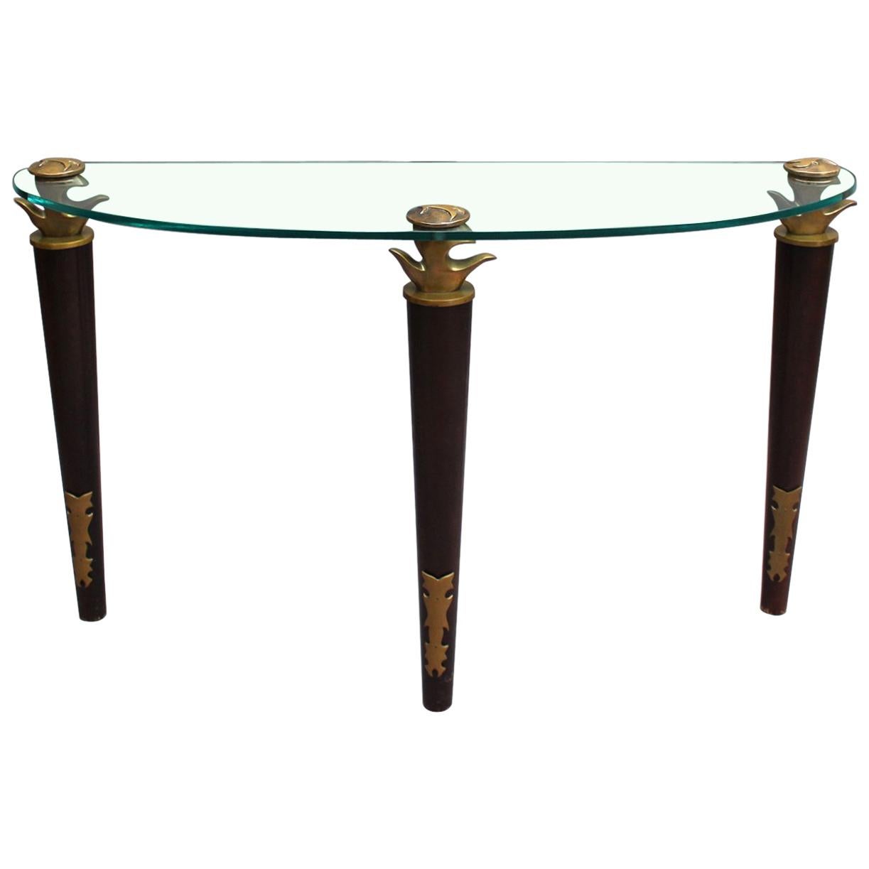 Fine French Wood, Bronze and Glass Console by Garouste and Bonetti For Sale