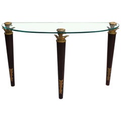 Feine französische Konsole aus Holz, Bronze und Glas von Garouste and Bonetti