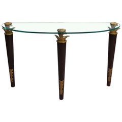 Vintage Fine French Wood, Bronze and Glass Console by Garouste and Bonetti