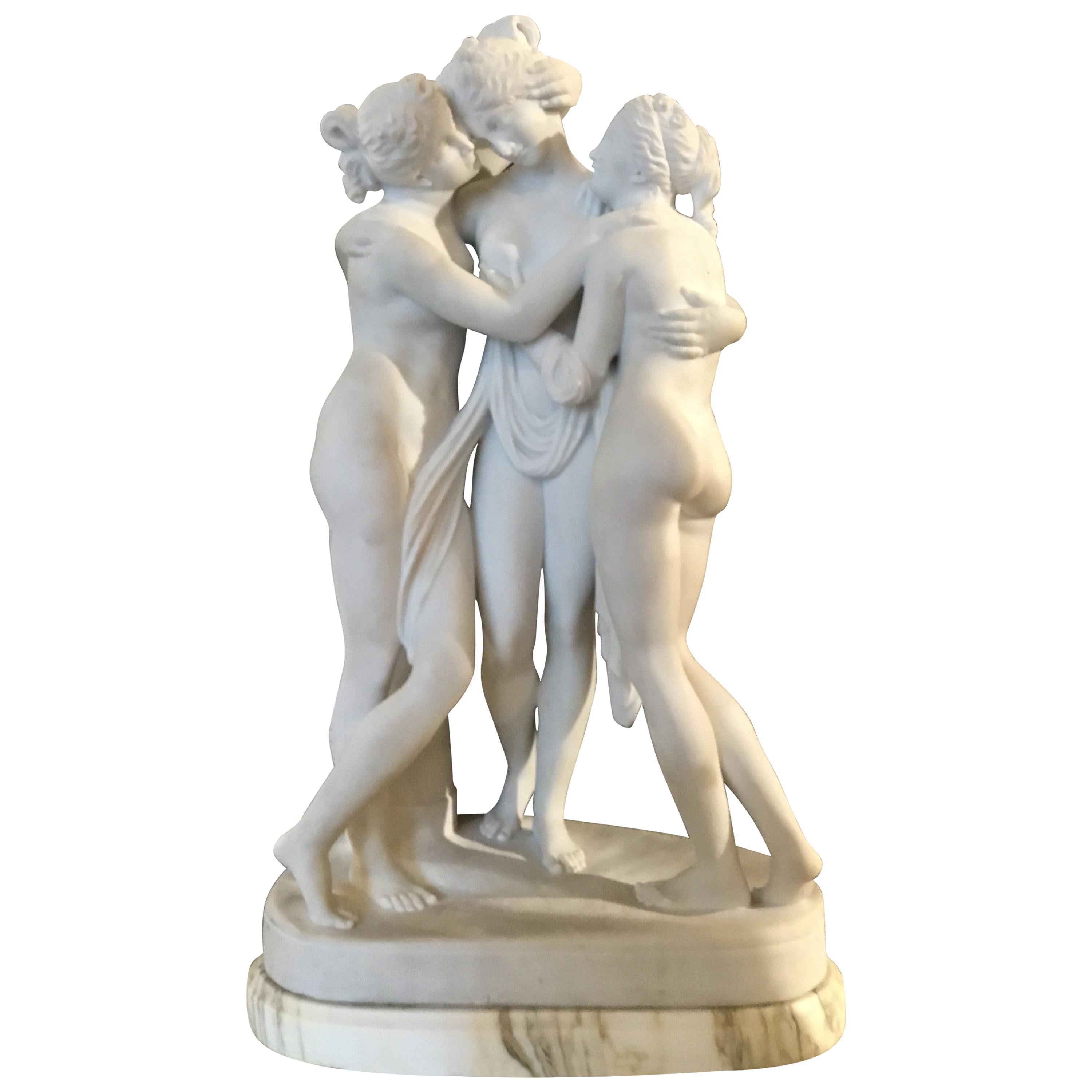 “The Three Graces” Sculpture, 20th Century, Carved Marble after Antonio Canova