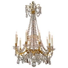 19th Century French Bronze and Crystal Chandelier