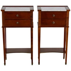 Pair of French Directoire-Style Mahogany Nightstands from Paris. 