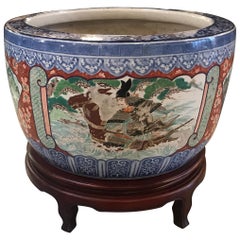 Large Imari Porcelain Planter on Stand, Late 19th Century