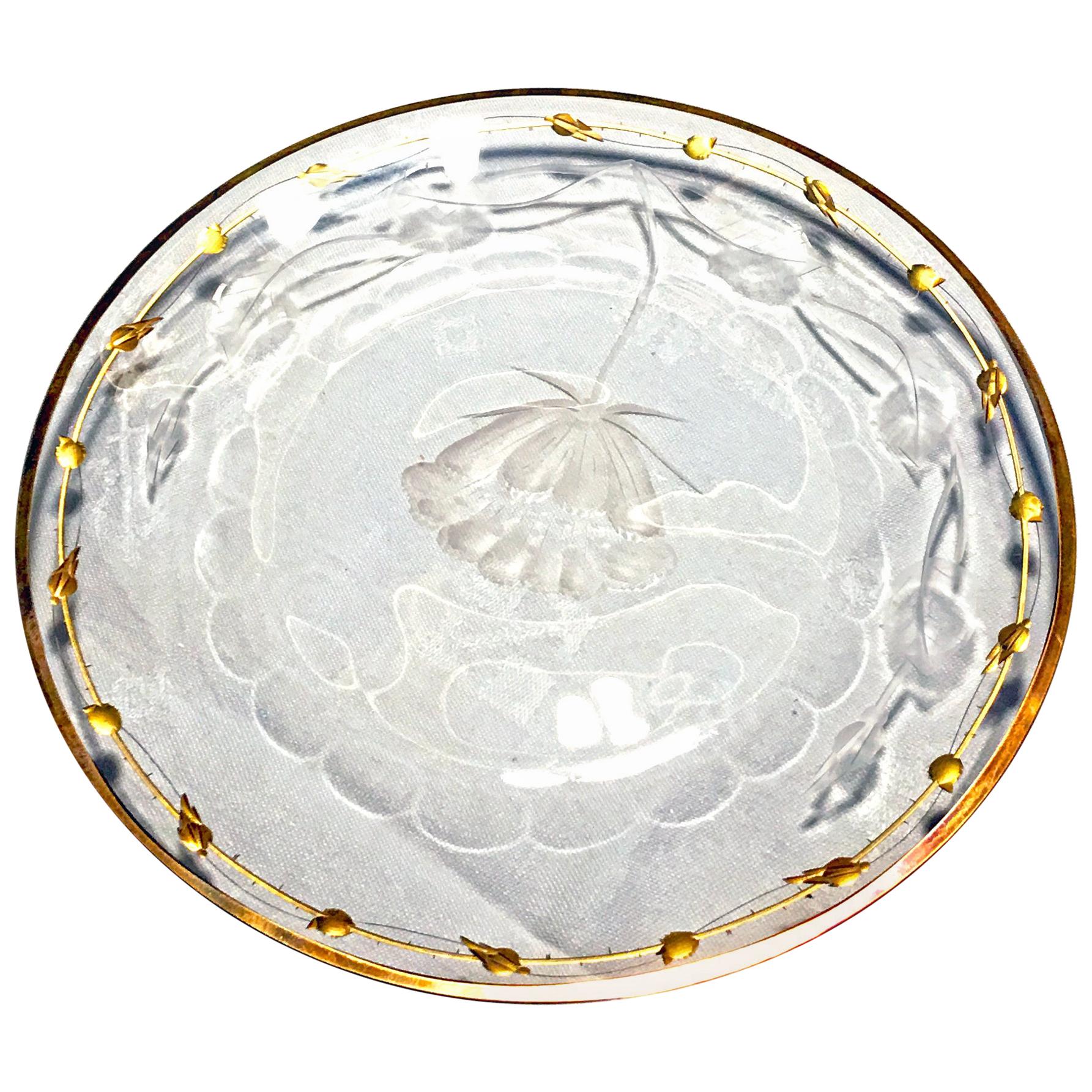 Rare Plates Art Nouveau Hand Blown, Engraved, Gilded Rose 'Paula' by Moser