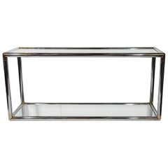 Vintage 1970s Italian Mirrored and Chrome Two-Tier Console Table