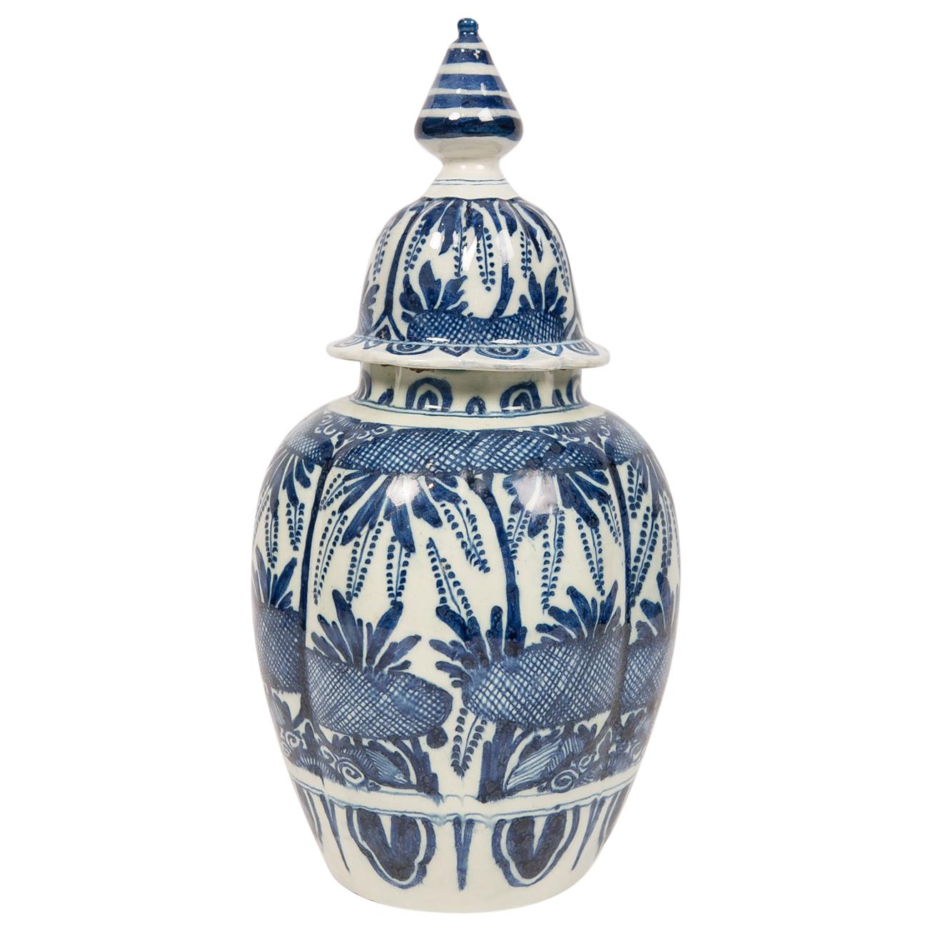 Antique Blue and White Dutch Delft Ginger Jar