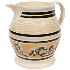 Mochaware Pitcher with Cable and Wavy Line Decoration