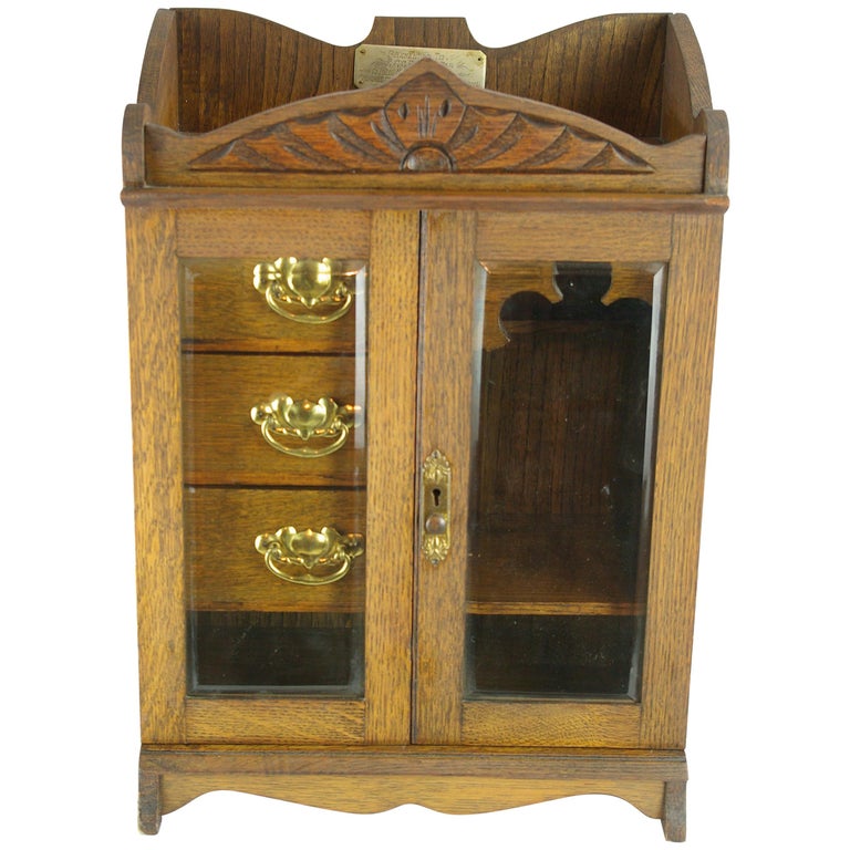 Antique Smokers Cabinet, Antique Specimen Cabinet, Oak, Scotland, 1895,  B1460 For Sale at 1stDibs